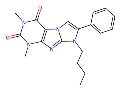 8-butyl-1,3-dimethyl-7-phenyl-1H-imidazo[2,1-f]purine-2,4(3H,8H)-dione structure