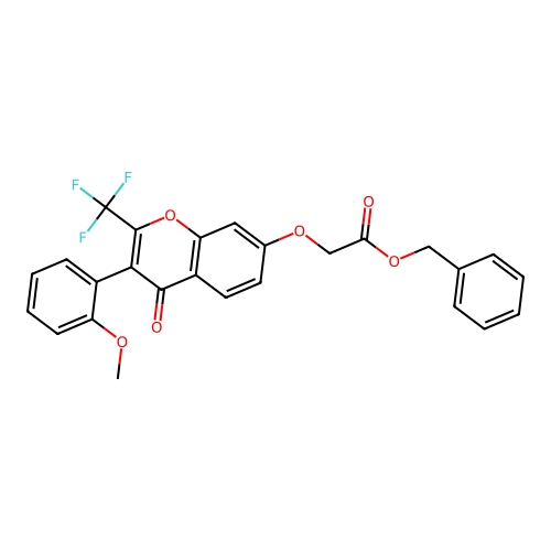 benzyl 2-((3-(2-methoxyphenyl)-4-oxo-2-(trifluoromethyl)-4H-chromen-7-yl)oxy)acetate structure