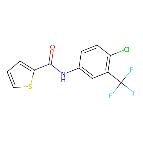 N-[4-chloro-3-(trifluoromethyl)phenyl]thiophene-2-carboxamide structure