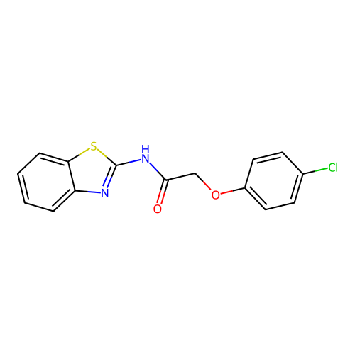 N-(1,3-benzothiazol-2-yl)-2-(4-chlorophenoxy)acetamide structure