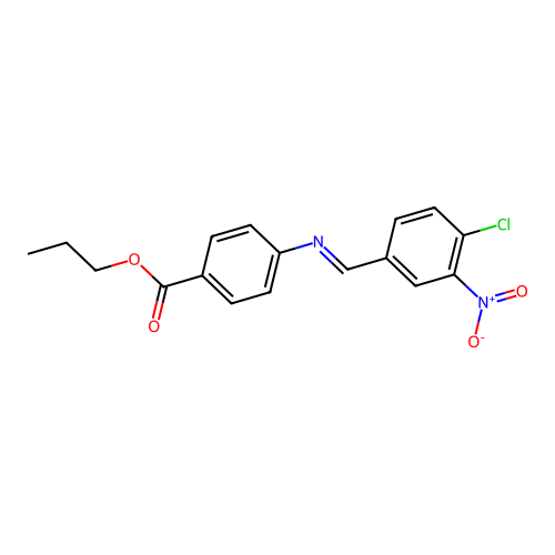 propyl 4-{[(E)-(4-chloro-3-nitrophenyl)methylidene]amino}benzoate structure