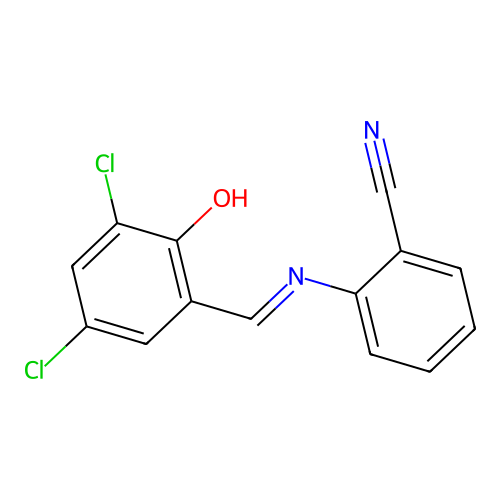 Benzonitrile, 2-(2-hydroxy-3,5-dichlorobenzylidenamino)- structure