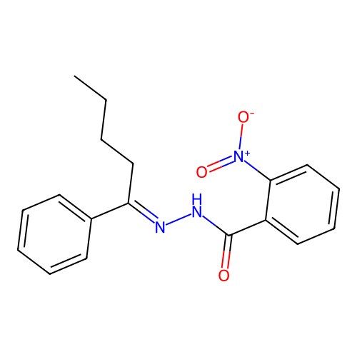 2-nitro-N'-[(1E)-1-phenylpentylidene]benzohydrazide structure