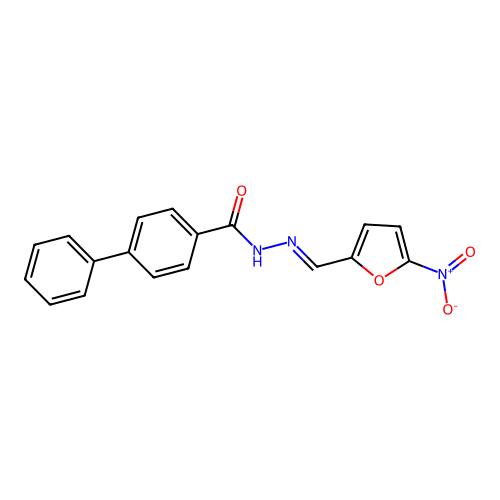 N'-[(5-nitro-2-furyl)methylene]-4-biphenylcarbohydrazide structure