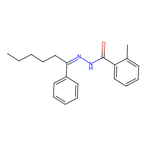 2-methyl-N'-(1-phenylhexylidene)benzohydrazide structure