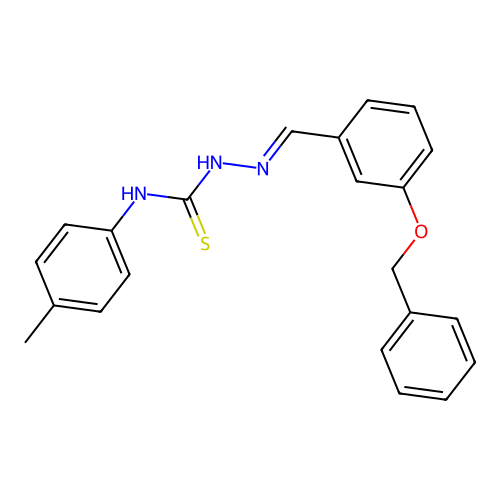 3-(benzyloxy)benzaldehyde N-(4-methylphenyl)thiosemicarbazone structure