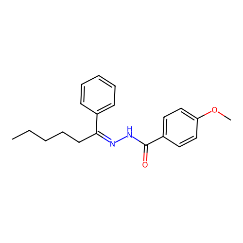 4-methoxy-N-(1-phenylhexylideneamino)benzamide structure