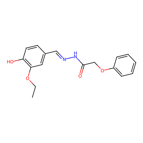 N-[(3-ethoxy-4-hydroxyphenyl)methylideneamino]-2-phenoxyacetamide structure