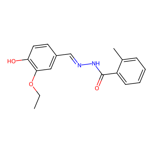 N-[(3-ethoxy-4-hydroxyphenyl)methylideneamino]-2-methylbenzamide structure