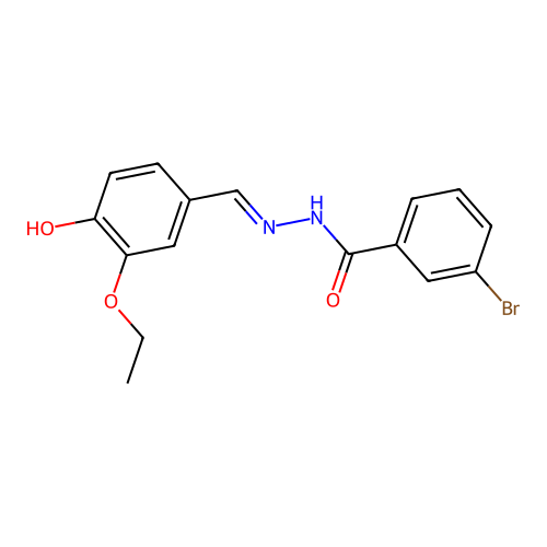 3-bromo-N-[(3-ethoxy-4-hydroxyphenyl)methylideneamino]benzamide structure