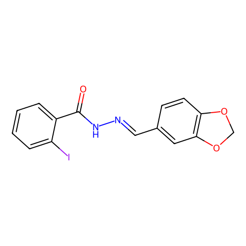 N'-[(E)-1,3-benzodioxol-5-ylmethylidene]-2-iodobenzohydrazide structure