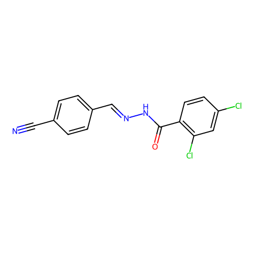 2,4-dichloro-N-[(4-cyanophenyl)methylideneamino]benzamide structure