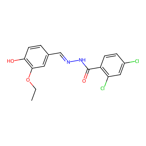 2,4-dichloro-N-[(3-ethoxy-4-hydroxyphenyl)methylideneamino]benzamide structure