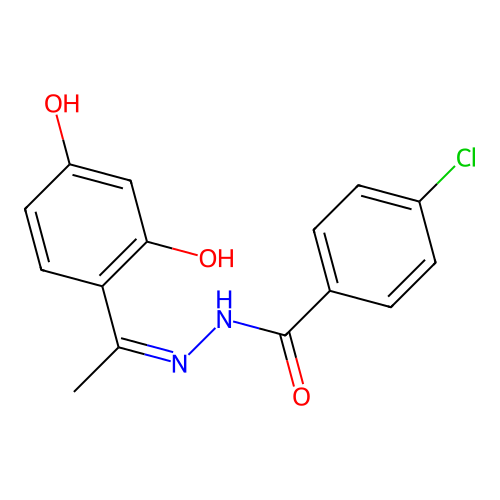 4-chloro-N-[1-(2,4-dihydroxyphenyl)ethylideneamino]benzamide structure