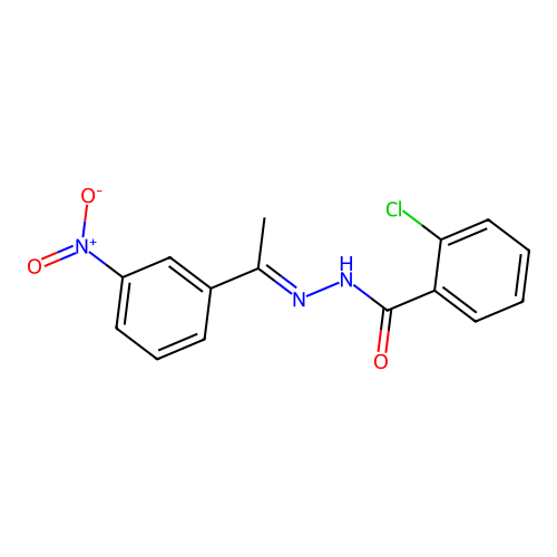 2-chloro-N-[(E)-1-(3-nitrophenyl)ethylideneamino]benzamide structure