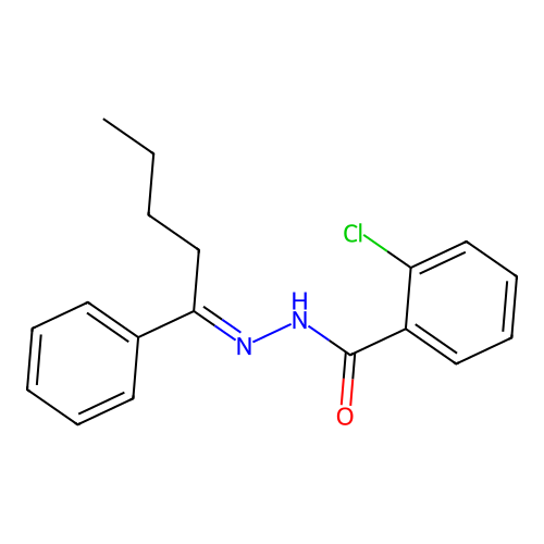2-chloro-N'-(1-phenylpentylidene)benzohydrazide structure