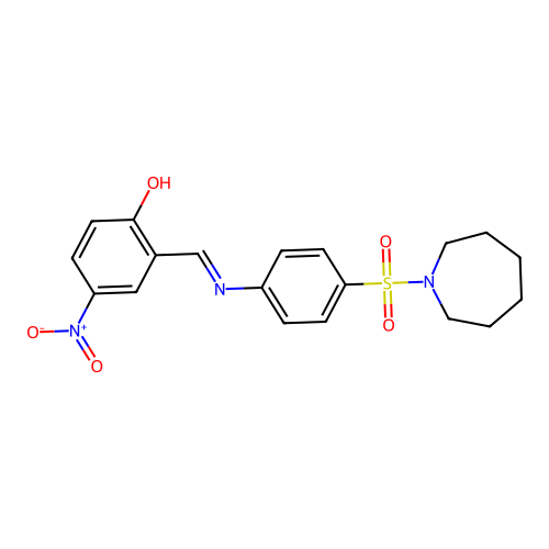 2-({[4-(1-Azepanylsulfonyl)phenyl]imino}methyl)-4-nitrophenol structure
