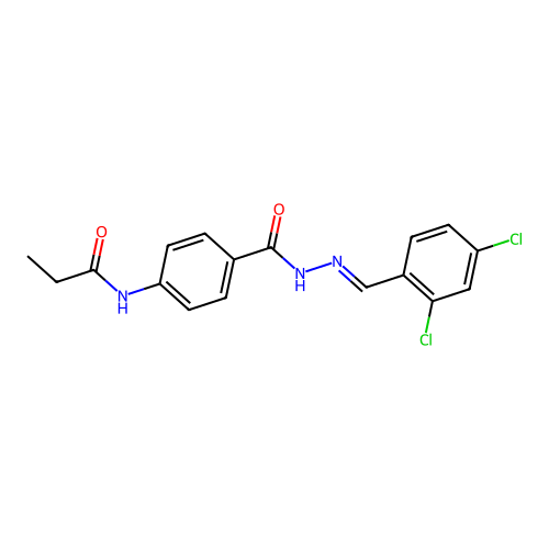N-(4-{[2-(2,4-dichlorobenzylidene)hydrazino]carbonyl}phenyl)propanamide structure