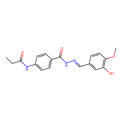 N-(4-{[2-(3-hydroxy-4-methoxybenzylidene)hydrazino]carbonyl}phenyl)propanamide structure