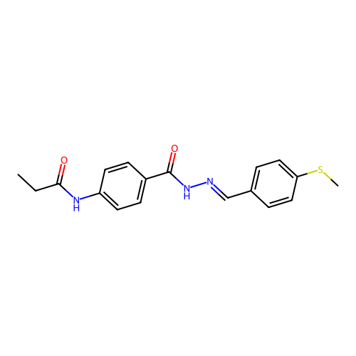N-[4-({2-[4-(methylsulfanyl)benzylidene]hydrazino}carbonyl)phenyl]propanamide structure
