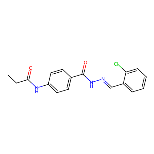 N-(4-{[2-(2-chlorobenzylidene)hydrazino]carbonyl}phenyl)propanamide structure