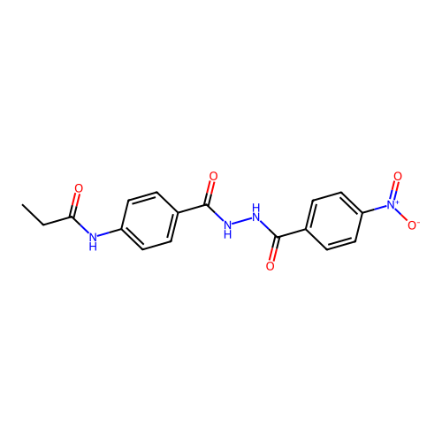 N-(4-{[2-(4-nitrobenzoyl)hydrazino]carbonyl}phenyl)propanamide structure