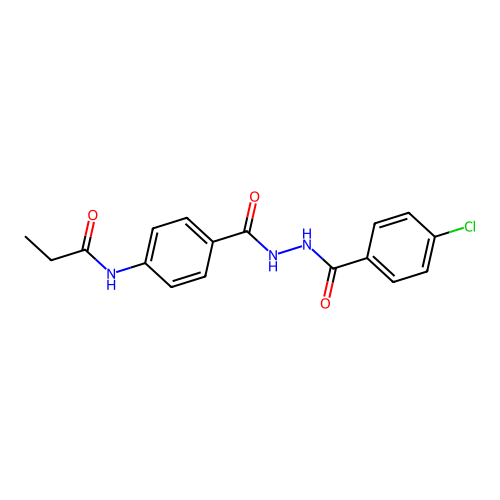 N-(4-{[2-(4-chlorobenzoyl)hydrazino]carbonyl}phenyl)propanamide structure