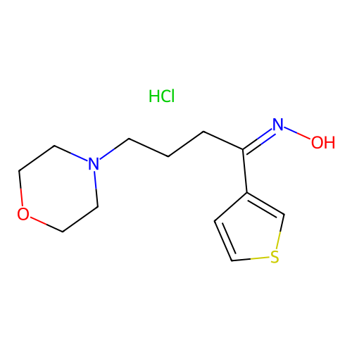 1-Butanone, 4-morpholino-1-(3-thienyl)-, oxime, hydrochloride structure