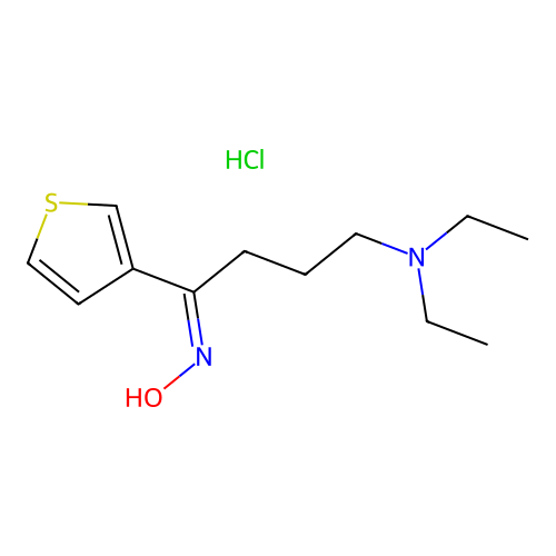 1-Butanone, 4-(diethylamino)-1-(3-thienyl)-, oxime, hydrochloride structure