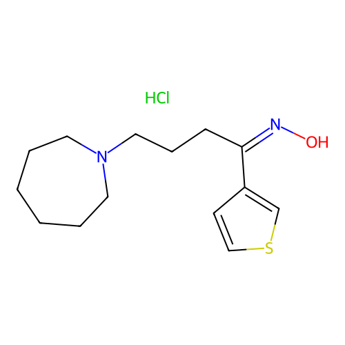 1-Butanone, 4-(hexahydro-1H-azepin-1-yl)-1-(3-thienyl)-, oxime, hydrochloride structure