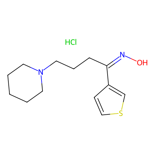 1-Butanone, 4-piperidino-1-(3-thienyl)-, oxime, hydrochloride structure