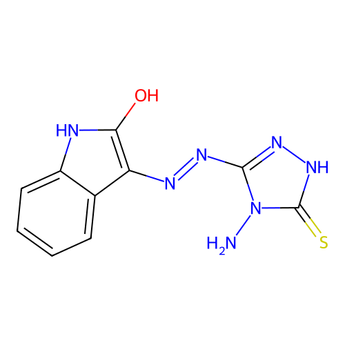 (3Z)-3-[(4-amino-5-thioxo-1H-1,2,4-triazol-3-yl)hydrazono]indolin-2-one structure
