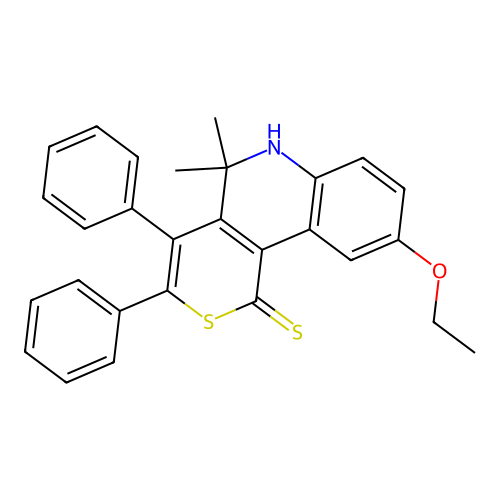 9-ethoxy-5,5-dimethyl-3,4-diphenyl-5,6-dihydro-1H-thiopyrano[4,3-c]quinoline-1-thione structure