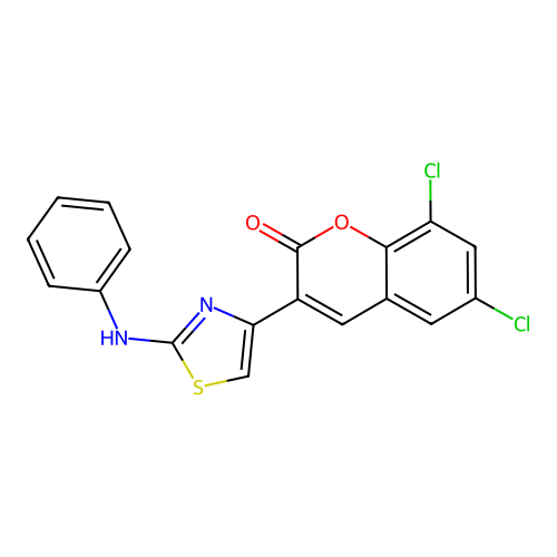 6,8-dichloro-3-[2-(phenylamino)-1,3-thiazol-4-yl]-2H-chromen-2-one structure