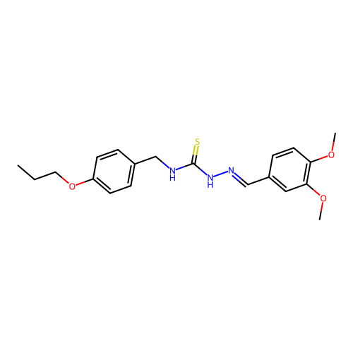 (2E)-2-(3,4-dimethoxybenzylidene)-N-(4-propoxybenzyl)hydrazinecarbothioamide structure