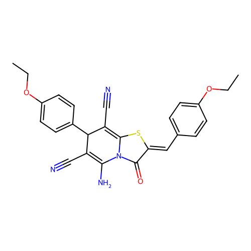 (Z)-5-amino-2-(4-ethoxybenzylidene)-7-(4-ethoxyphenyl)-3-oxo-3,7-dihydro-2H-thiazolo[3,2-a]pyridine-6,8-dicarbonitrile structure