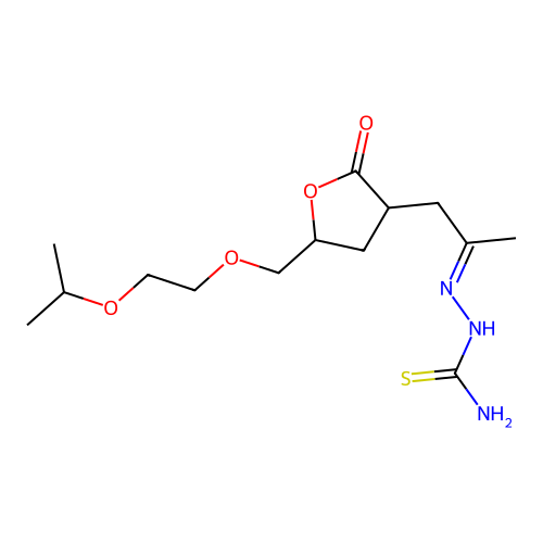 [1-[2-oxo-5-(2-propan-2-yloxyethoxymethyl)oxolan-3-yl]propan-2-ylideneamino]thiourea structure