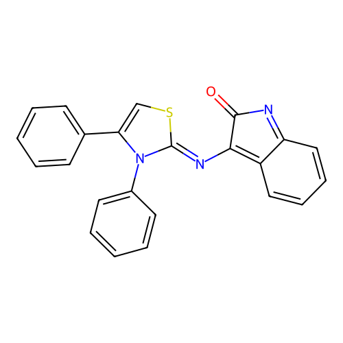 (Z)-3-((3,4-diphenylthiazol-3-ium-2-yl)imino)-3H-indol-2-olate structure