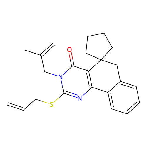 2-(allylthio)-3-(2-methylallyl)-3H-spiro[benzo[h]quinazoline-5,1'-cyclopentan]-4(6H)-one structure