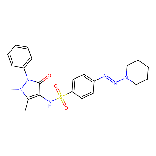 N-(1,5-dimethyl-3-oxo-2-phenyl-pyrazol-4-yl)-4-(1-piperidyldiazenyl)benzenesulfonamide structure