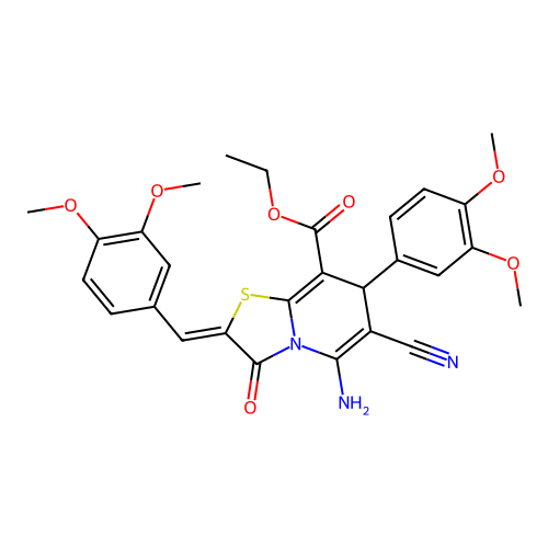 (Z)-ethyl 5-amino-6-cyano-2-(3,4-dimethoxybenzylidene)-7-(3,4-dimethoxyphenyl)-3-oxo-3,7-dihydro-2H-thiazolo[3,2-a]pyridine-8-carboxylate structure