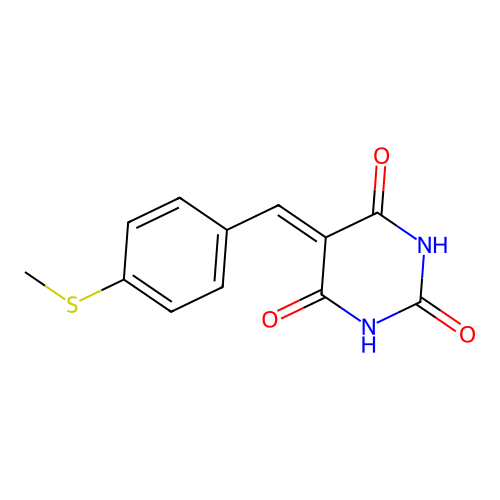 5-[4-(methylsulfanyl)benzylidene]pyrimidine-2,4,6(1H,3H,5H)-trione structure