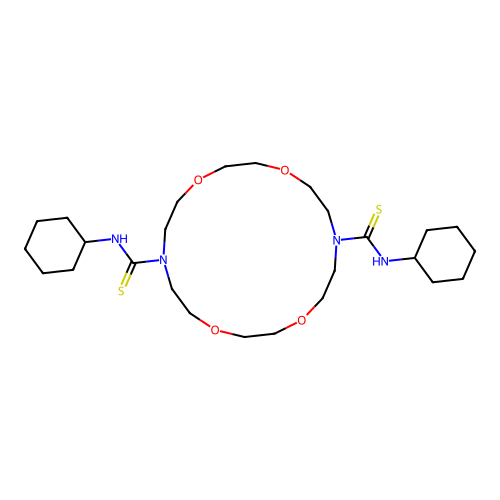 N,N'-dicyclohexyl-1,4,10,13-tetraoxa-7,16-diazacyclooctadecane-7,16-dicarbothioamide structure