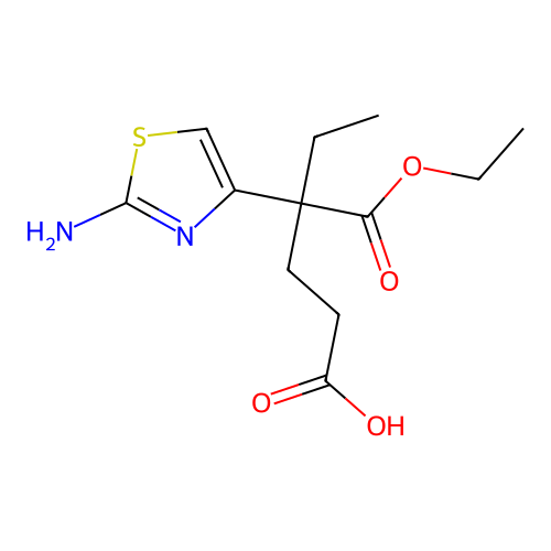 4-(2-Amino-1,3-thiazol-4-yl)-4-(ethoxycarbonyl)hexanoic acid structure