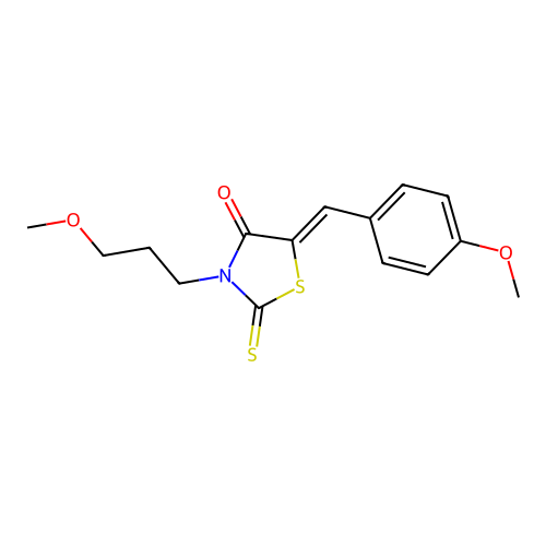 (5Z)-5-(4-methoxybenzylidene)-3-(3-methoxypropyl)-2-thioxo-1,3-thiazolidin-4-one structure