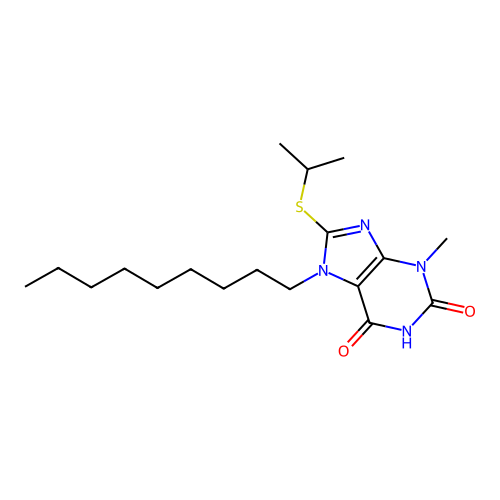 3-Methyl-8-(methylethylthio)-7-nonyl-1,3,7-trihydropurine-2,6-dione structure