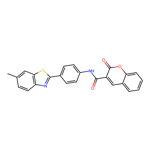 N-[4-(6-methyl-1,3-benzothiazol-2-yl)phenyl]-2-oxo-2H-chromene-3-carboxamide structure