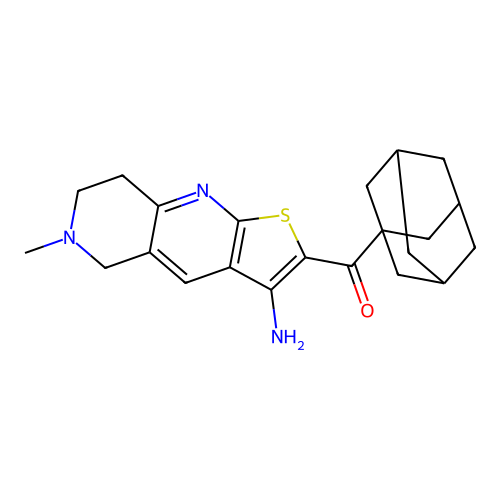1-adamantyl-(3-amino-6-methyl-7,8-dihydro-5H-thieno[2,3-b][1,6]naphthyridin-2-yl)methanone structure