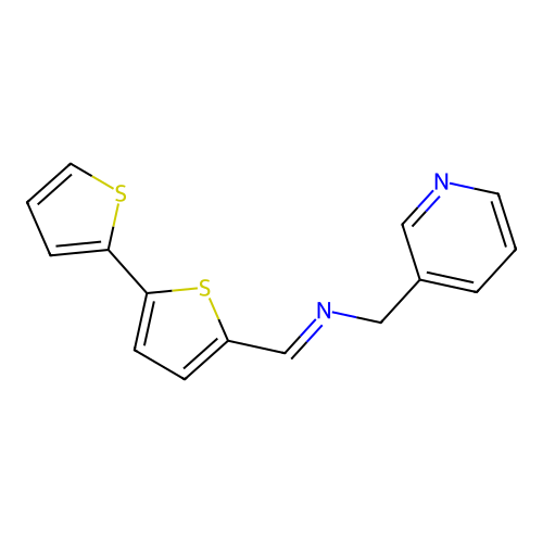 (E)-N-([2,2'-bithiophen]-5-ylmethylene)-1-(pyridin-3-yl)methanamine structure