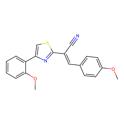 (E)-3-(4-methoxyphenyl)-2-(4-(2-methoxyphenyl)thiazol-2-yl)acrylonitrile structure